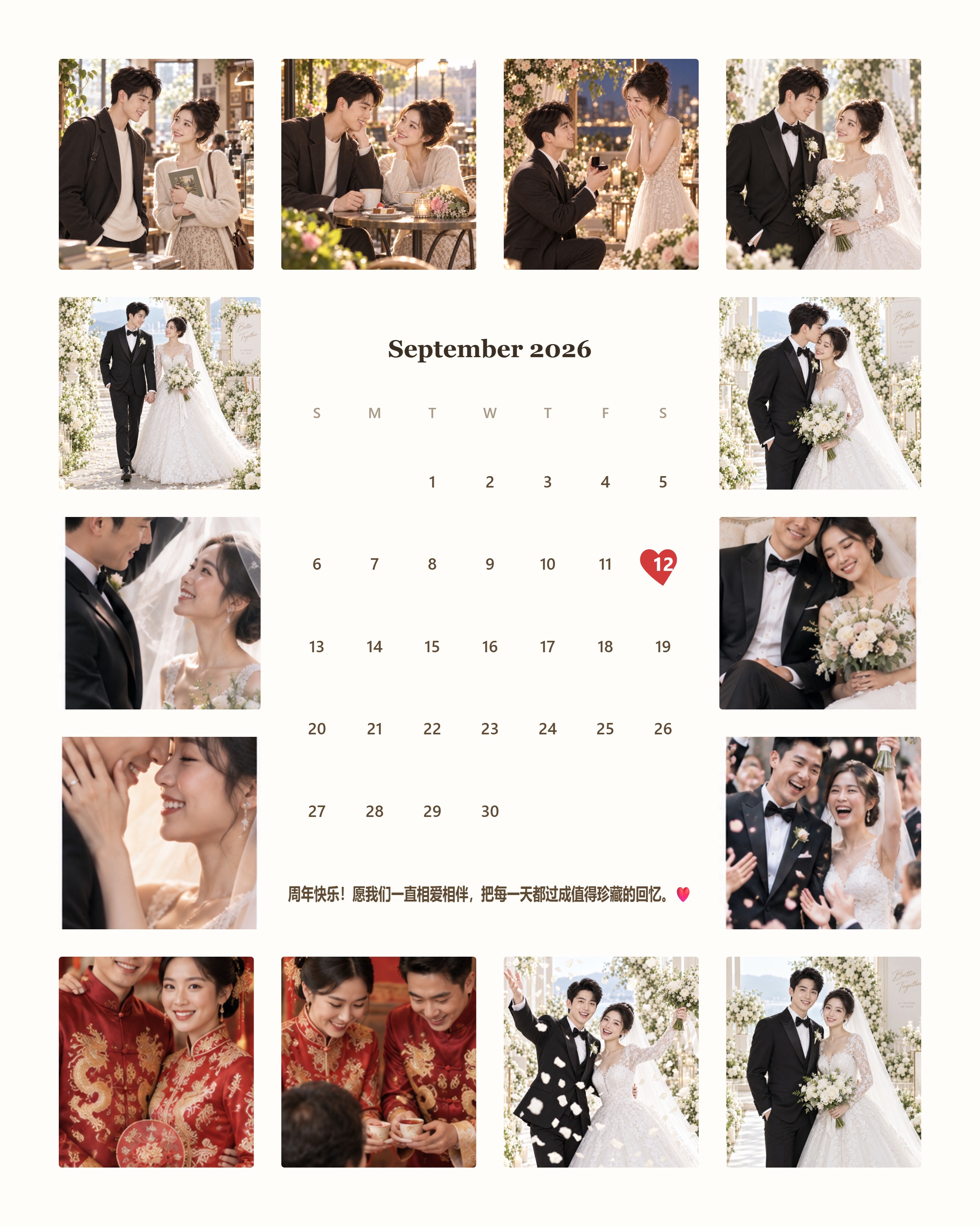 A framed photo calendar